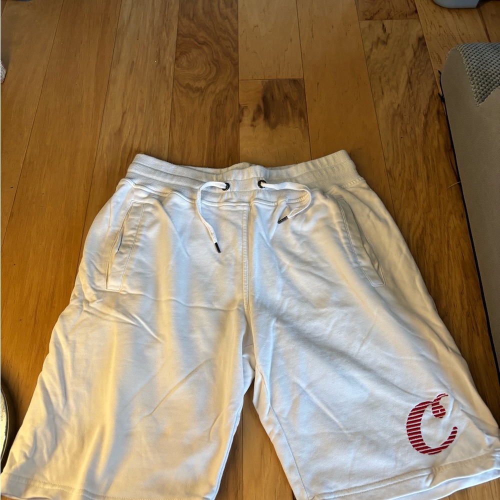 Cookies White Athletic Shorts with Red Logo